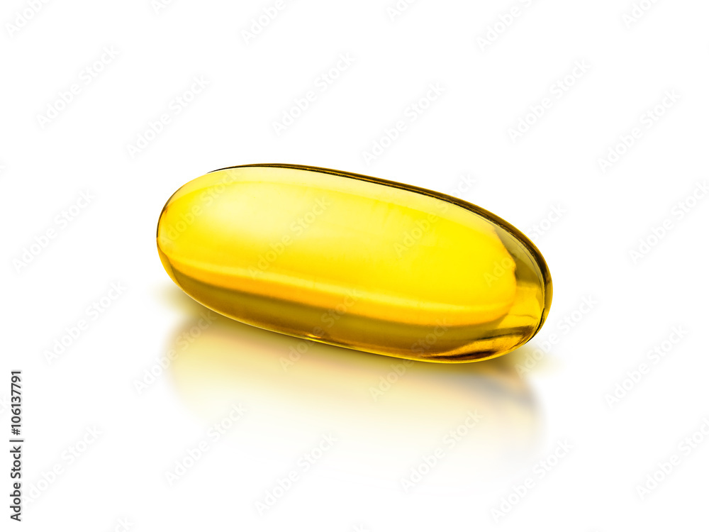 Fish oil supplement capsule isolated on white background Fish oil supplement capsule isolated on white background