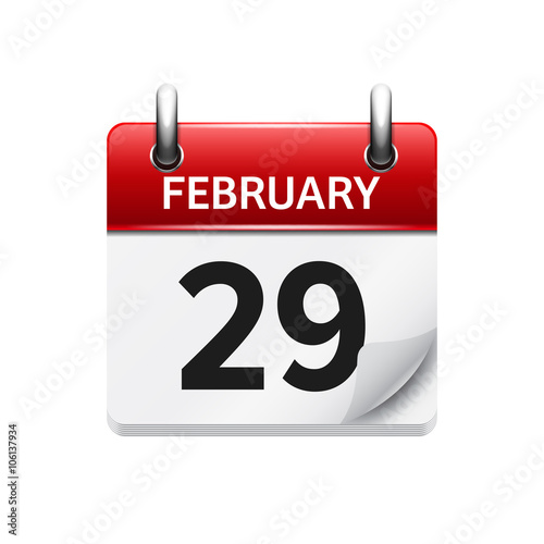 February 29. Vector flat daily calendar icon. Date and time, day, month. Holiday.