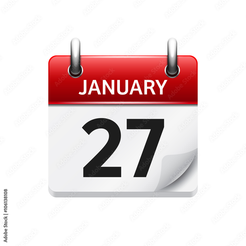 January 27. Vector flat daily calendar icon. Date and time, day, month. Holiday. January 27. Vector flat daily calendar icon. Date and time, day, month. Holiday.