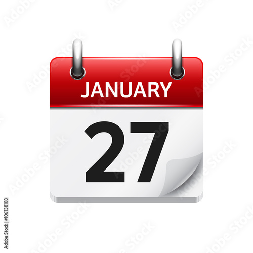 January 27. Vector flat daily calendar icon. Date and time, day, month. Holiday.