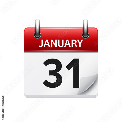 January 31. Vector flat daily calendar icon. Date and time, day, month. Holiday.