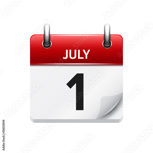 July  1. Vector flat daily calendar icon. Date and time, day, month. Holiday.