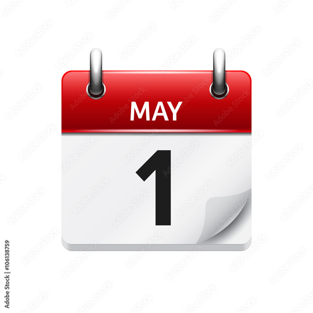May 1 . Vector flat daily calendar icon. Date and time, day, month. Holiday. May 1 . Vector flat daily calendar icon. Date and time, day, month. Holiday.
