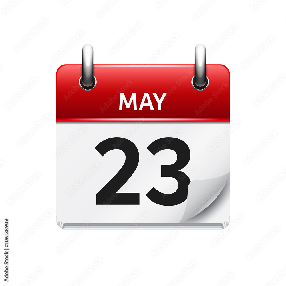 May 23 . Vector flat daily calendar icon. Date and time, day, month. Holiday. May 23 . Vector flat daily calendar icon. Date and time, day, month. Holiday.