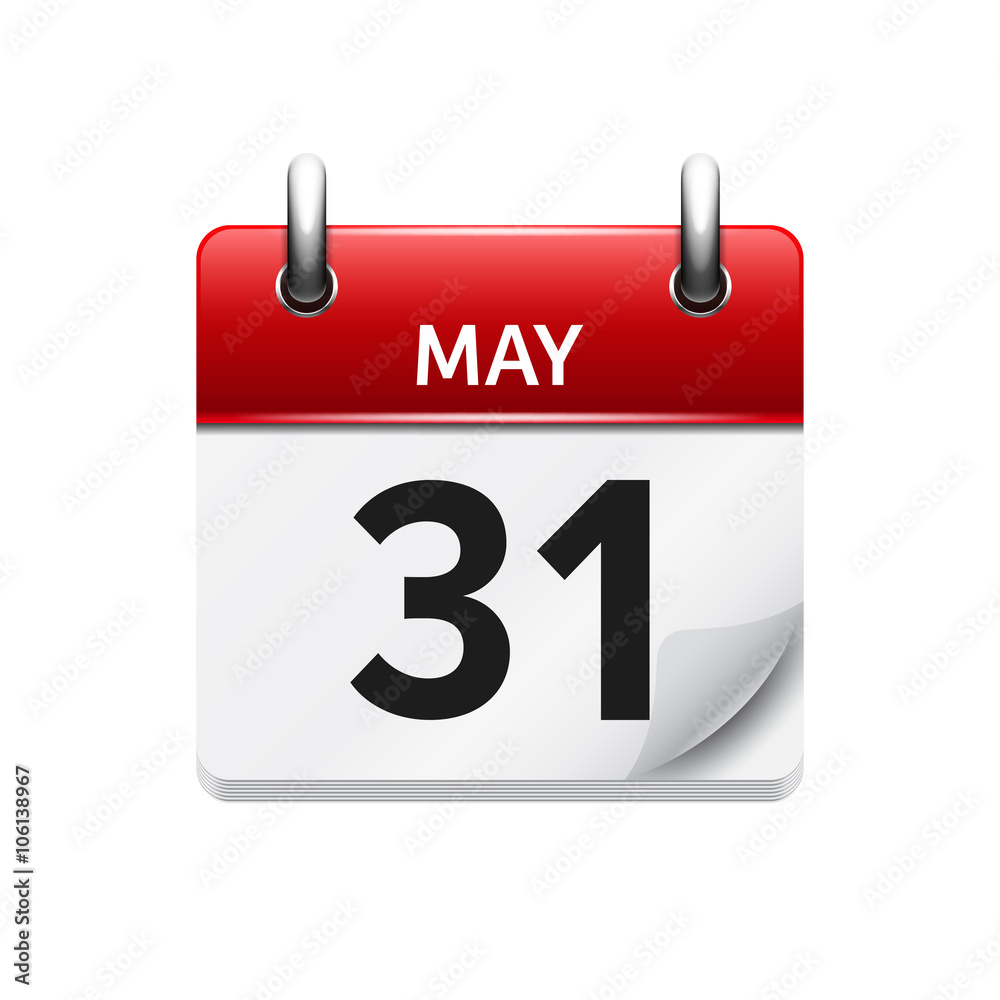May 31 . Vector flat daily calendar icon. Date and time, day, month. Holiday. May 31 . Vector flat daily calendar icon. Date and time, day, month. Holiday.