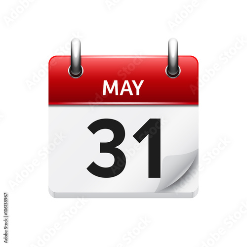 May 31 . Vector flat daily calendar icon. Date and time, day, month. Holiday.