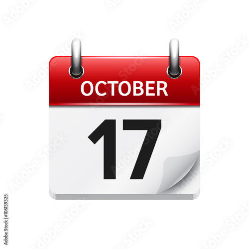 October 17 . Vector flat daily calendar icon. Date and time, day, month. Holiday.