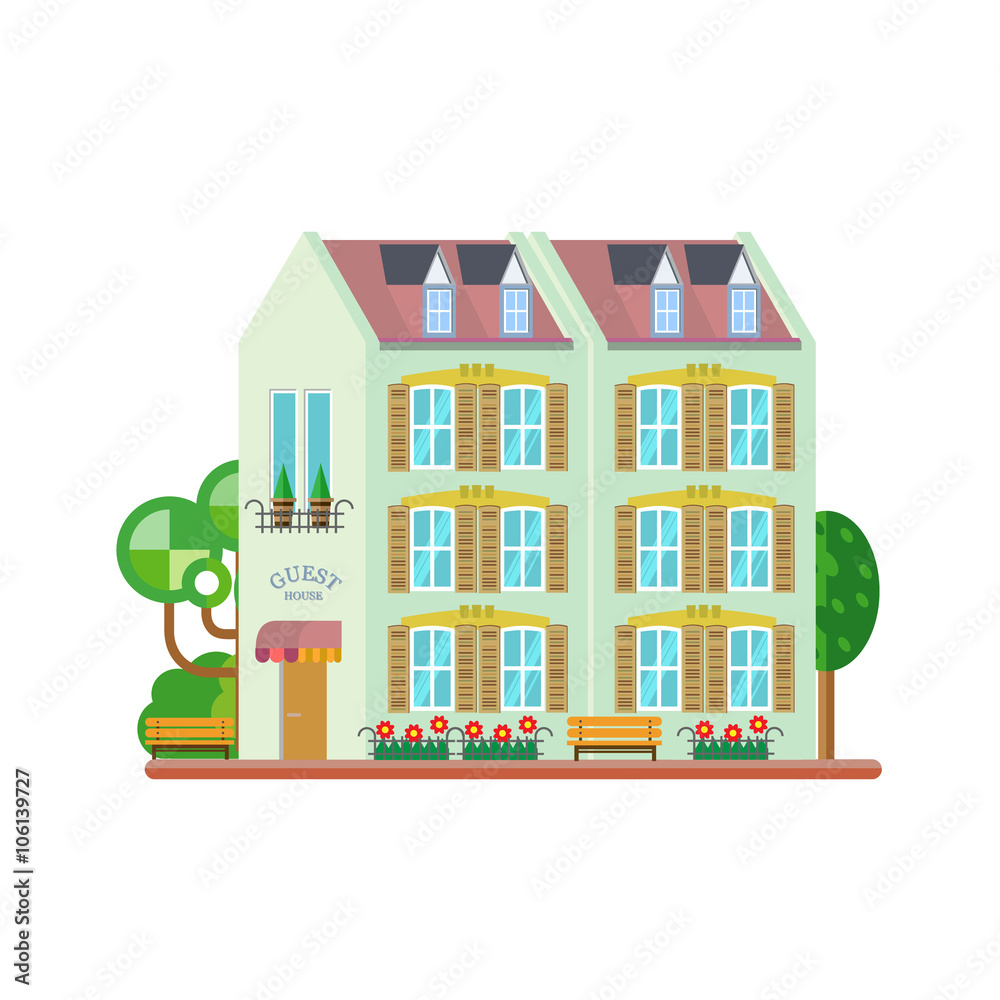 vector illustration of cute colorful house. vector flat buildings illustration