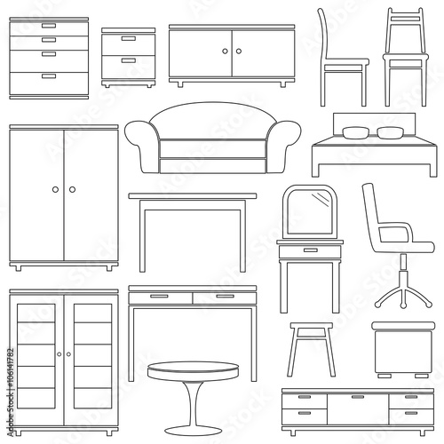 Set of furniture icons, vector illustration