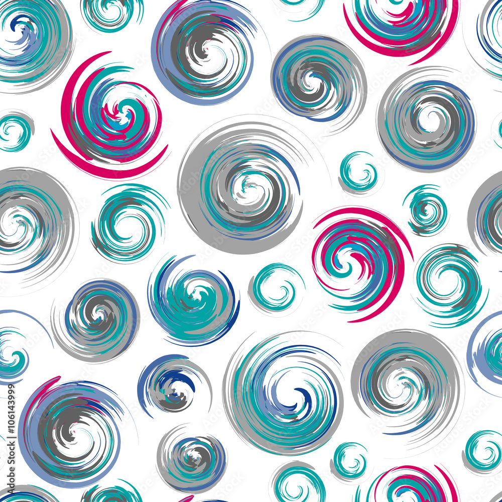 Swirls drawn seamless swirl pattern. Dry brush doodle illustration. Abstract vector background.Seamless background with grunge brush circles.Grunge Spiral Texture for your design.