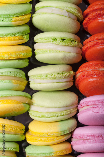 Set of colorful macaroons for tasty background