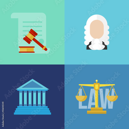 Legal law concept banners. Legal vector. Law flat banners. Legal flat lawyer. Honest lawyer. Collection of law banners for web with buttons. Trial and gavel elements