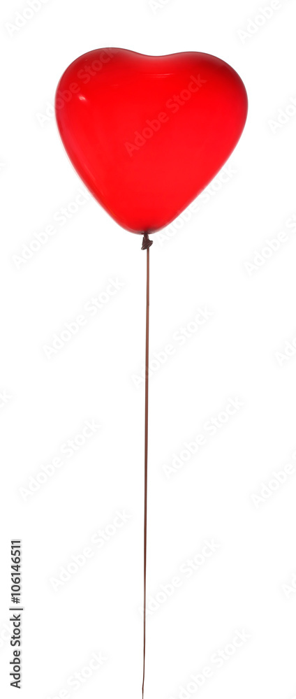Red heart balloon, isolated on white