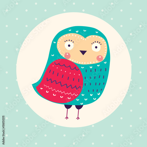 Vector hand drawn illustration with funny owl