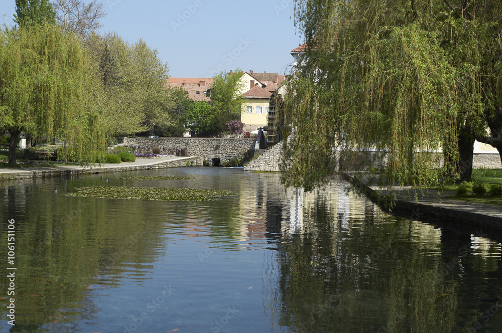 Pond in the center of Tapolca,Hungary