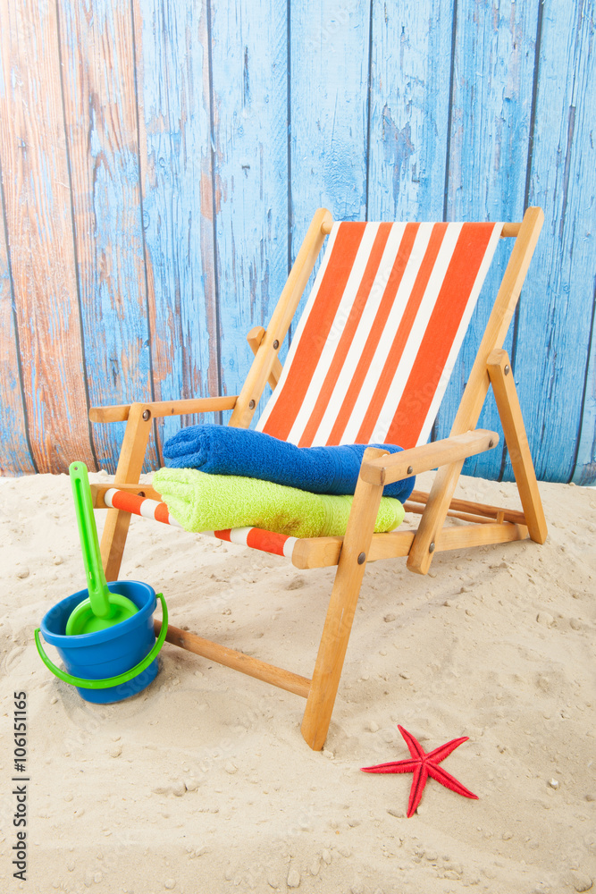 Red striped beach chair Red striped beach chair