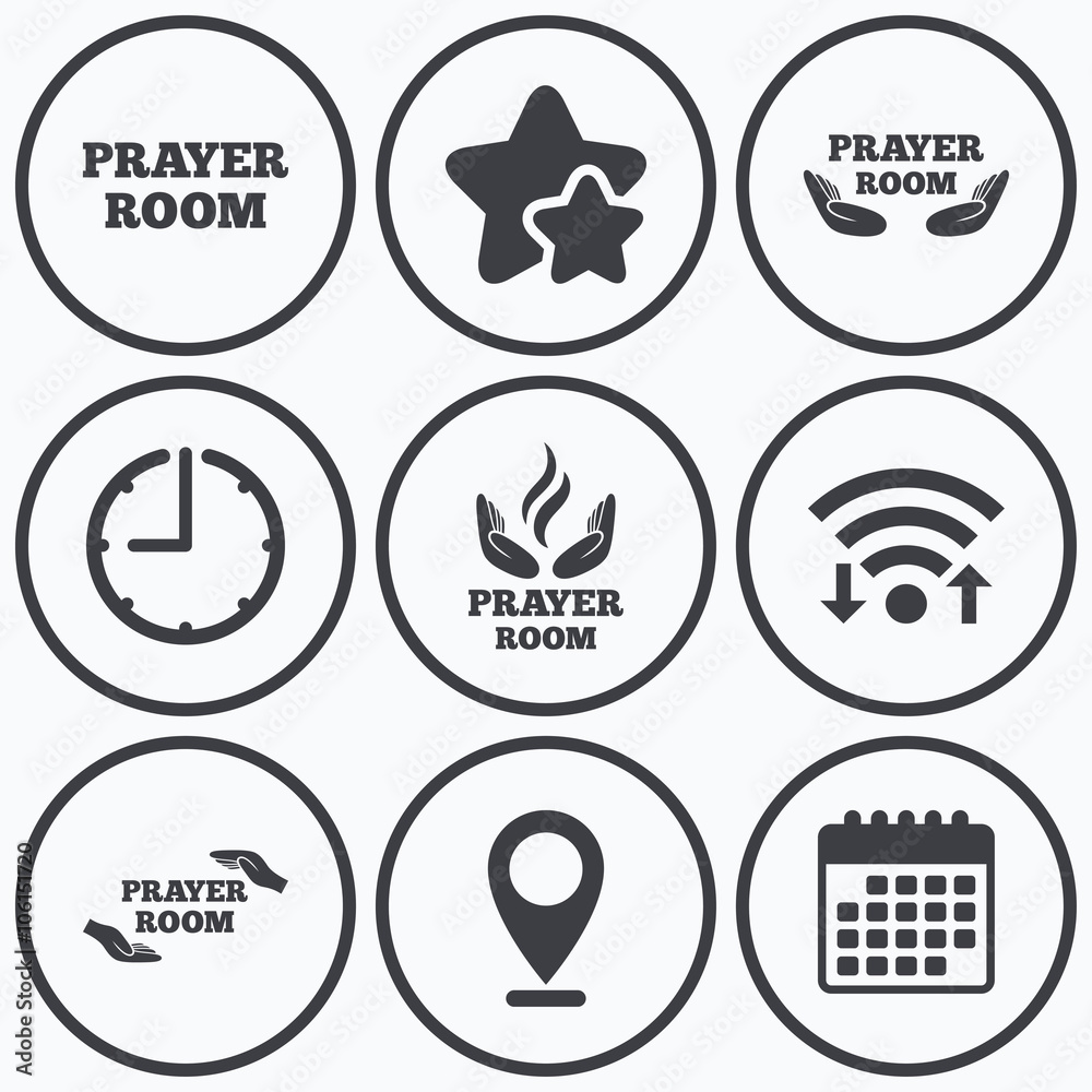 Prayer room icons. Religion priest symbols. Prayer room icons. Religion priest symbols.