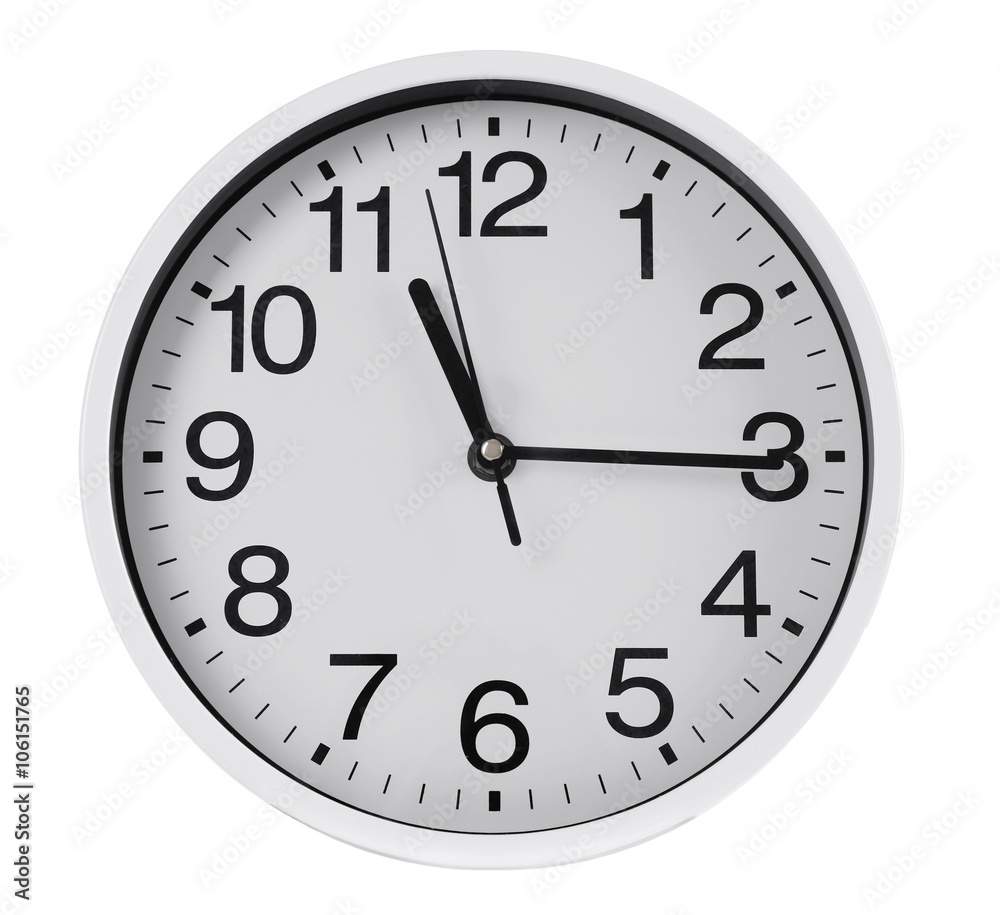 Round wall clock, isolated on white Round wall clock, isolated on white