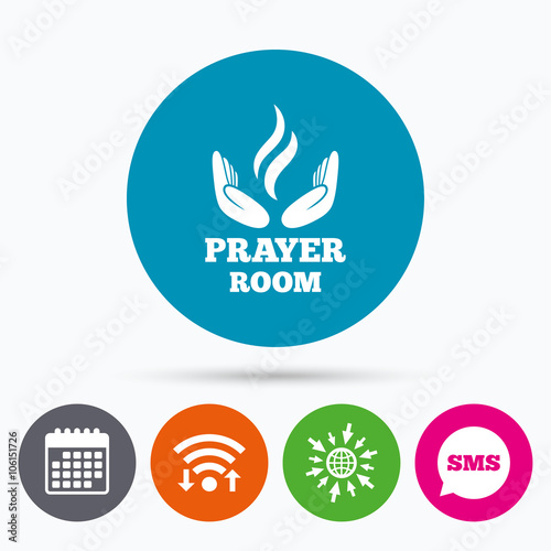 Prayer room sign icon. Religion priest symbol.
