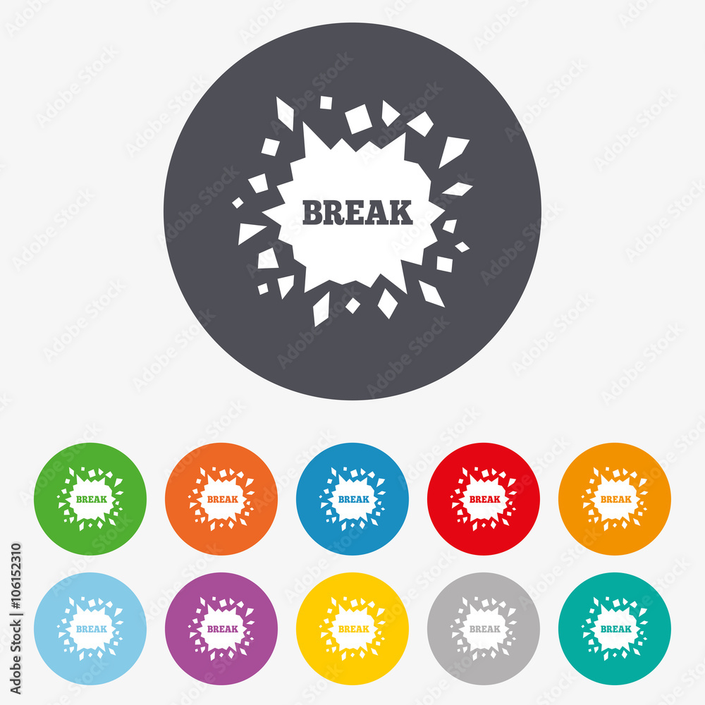 Break it. Cracked hole icon. Smashed wall. Break it. Cracked hole icon. Smashed wall.