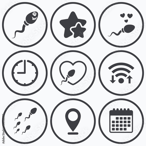 Sperm icons. Fertilization or insemination signs