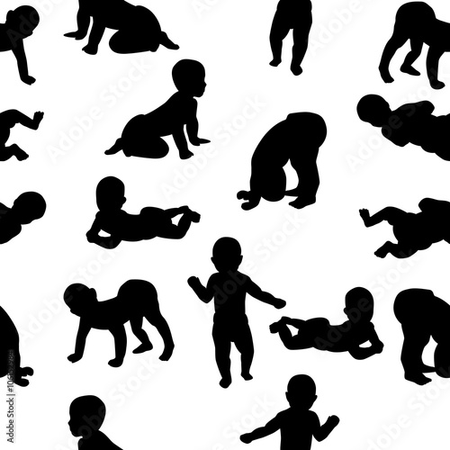 Seamless pattern child silhouettes