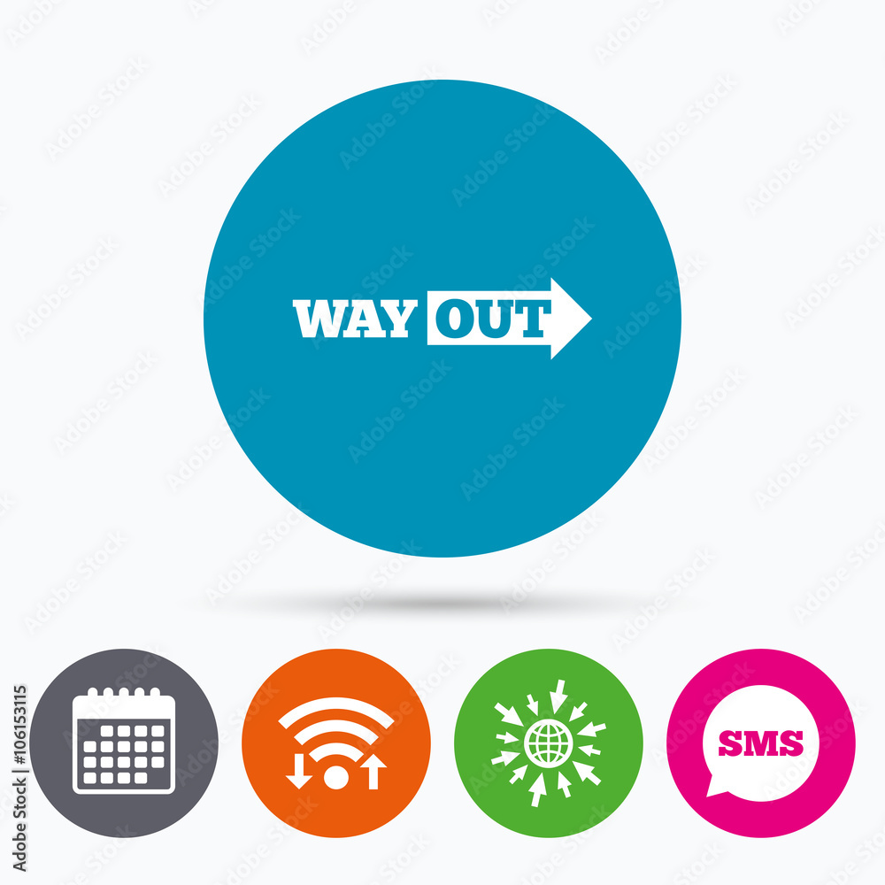 Way out right sign icon. Arrow symbol. Way out right sign icon. Arrow symbol.