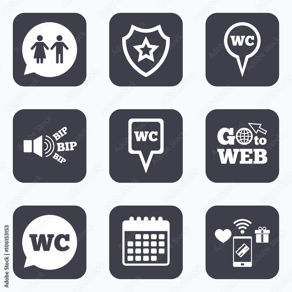 WC Toilet pointer icons. Gents and ladies room. WC Toilet pointer icons. Gents and ladies room.