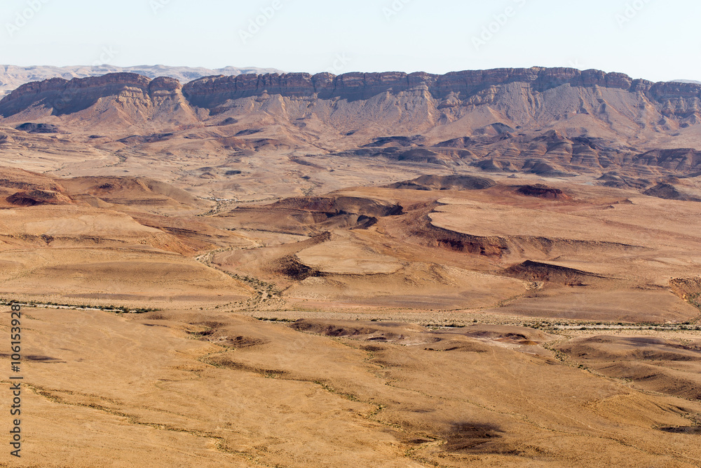 Negev desert crater mountains landscape, Israel. Negev desert crater mountains landscape, Israel.