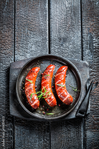 Roasted sausage with fresh rosemary