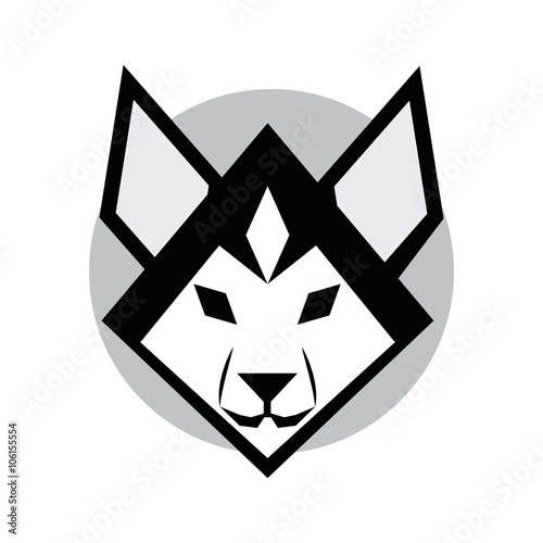 Mascot siberian husky dog head on white background, vector illustration
