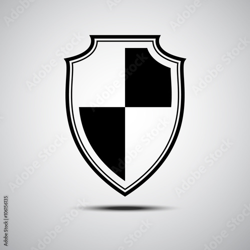 Black shield icon on grey background