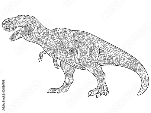 Tyrannosaur Coloring vector for adults © toricheks