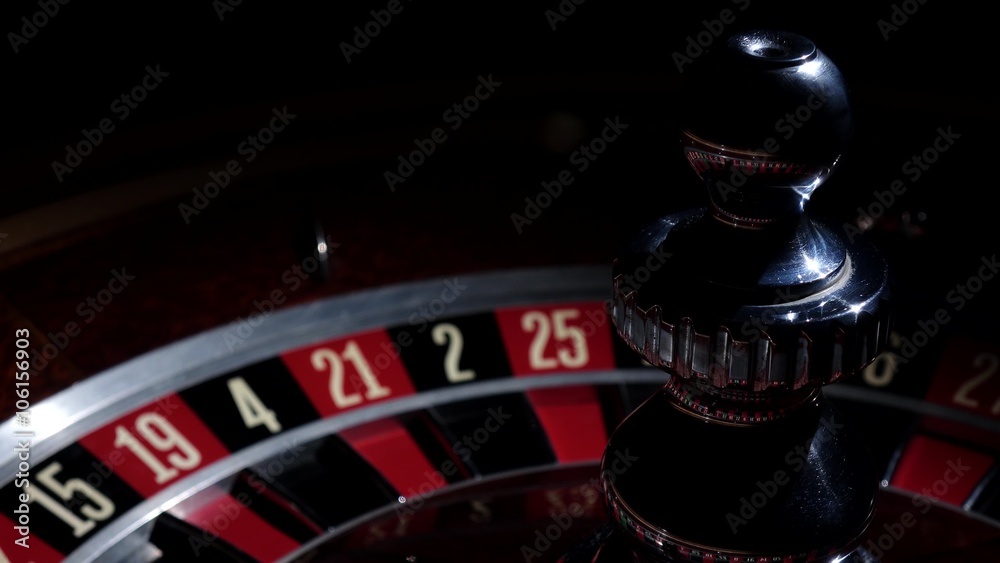Roulette wheel in stop with running white ball