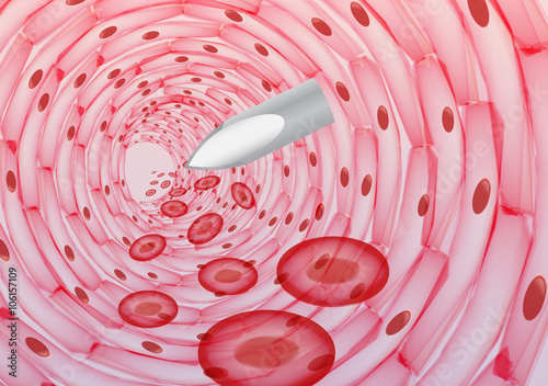 Injection in the Bloodstream with a Syringe from the Inside - Vector Illustration