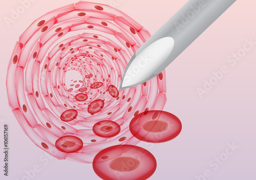 Injection in the Bloodstream with a Syringe from the Inside - Vector Illustration