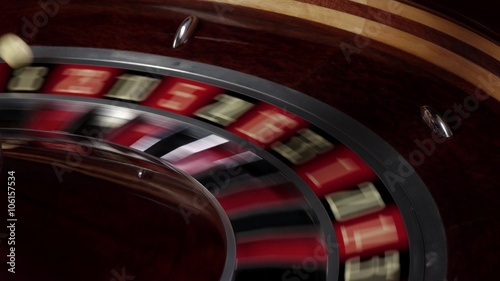 One part of roulette wheel starts running, numbers, close up photo