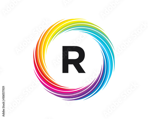 R Letter Rainbow Wave