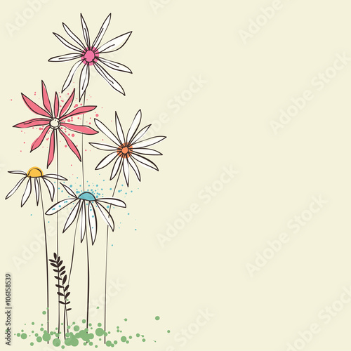 Doodle floral card.