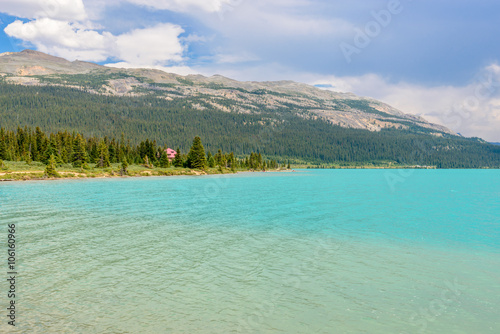 Majestic mountain lake in Canada. Bow Lake, Banff, Alberta.