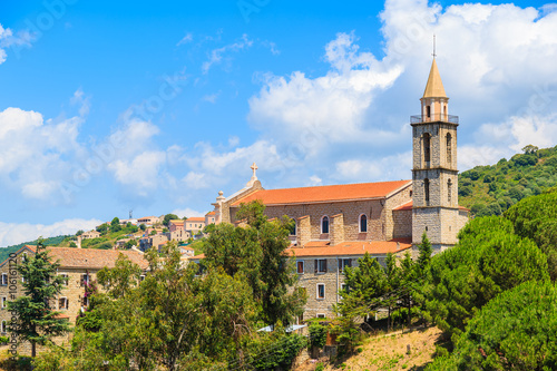 A view of church in Sartene village, Corsica island, France