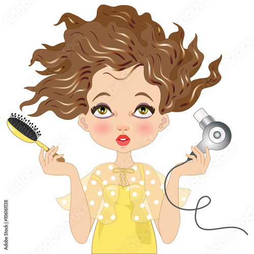 Donna Asciuga i Capelli con Spazzola e Phon