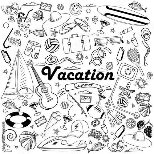 Vacation line art design vector illustration