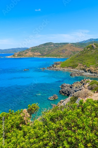 A view of beautiful coast of Corsica island from Cape de la Parata, France