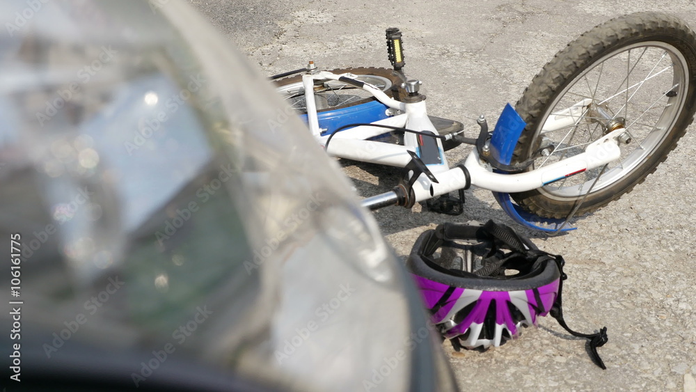 Car and bicycle road accident