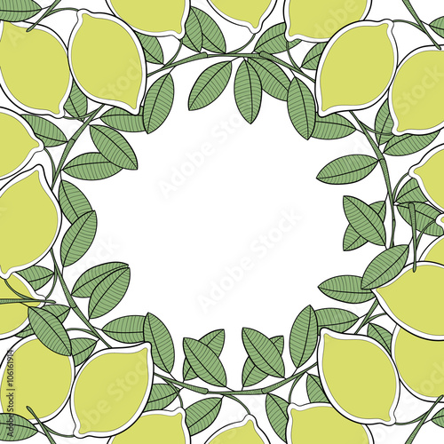 Fruit lemon decoration round design vector card