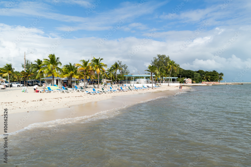 People on Higgs Beach at south coast of Key West, Florida Keys, USA
