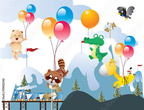 vector image of animal airshow.
