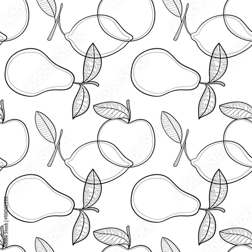 Fruit pear decoration design seamless texture pattern