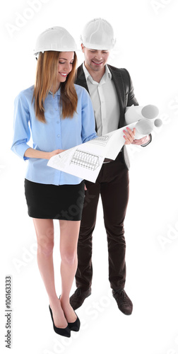 Two architects at work isol...